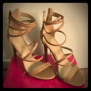 Worn once tan strapped heels